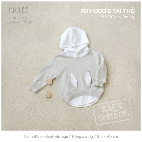  Áo hoodie Hrnee nỉ tai thỏ 