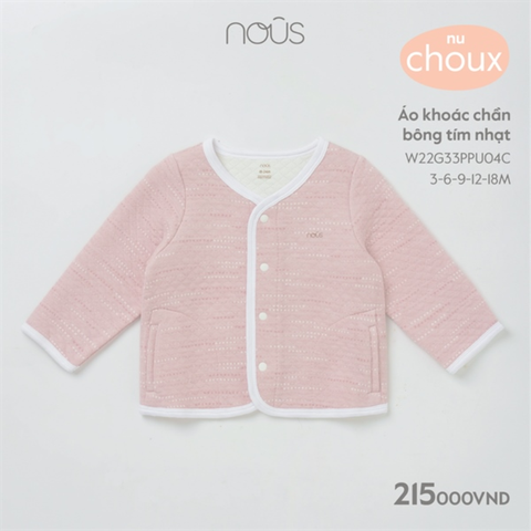  Áo khoác Nous chần bông xanh lam/tím nhạt (size từ 3M-18M) 