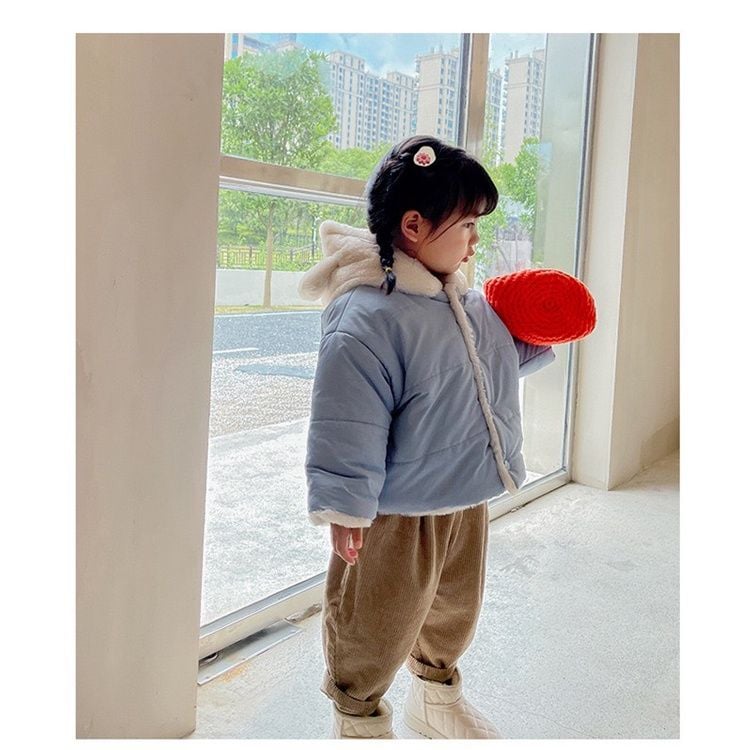  Áo khoác lót lông mũ liền tai gấu Luoy 