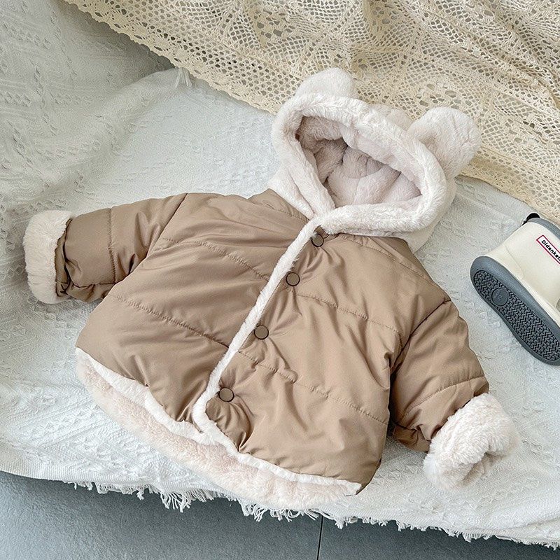  Áo khoác lót lông mũ liền tai gấu Luoy 