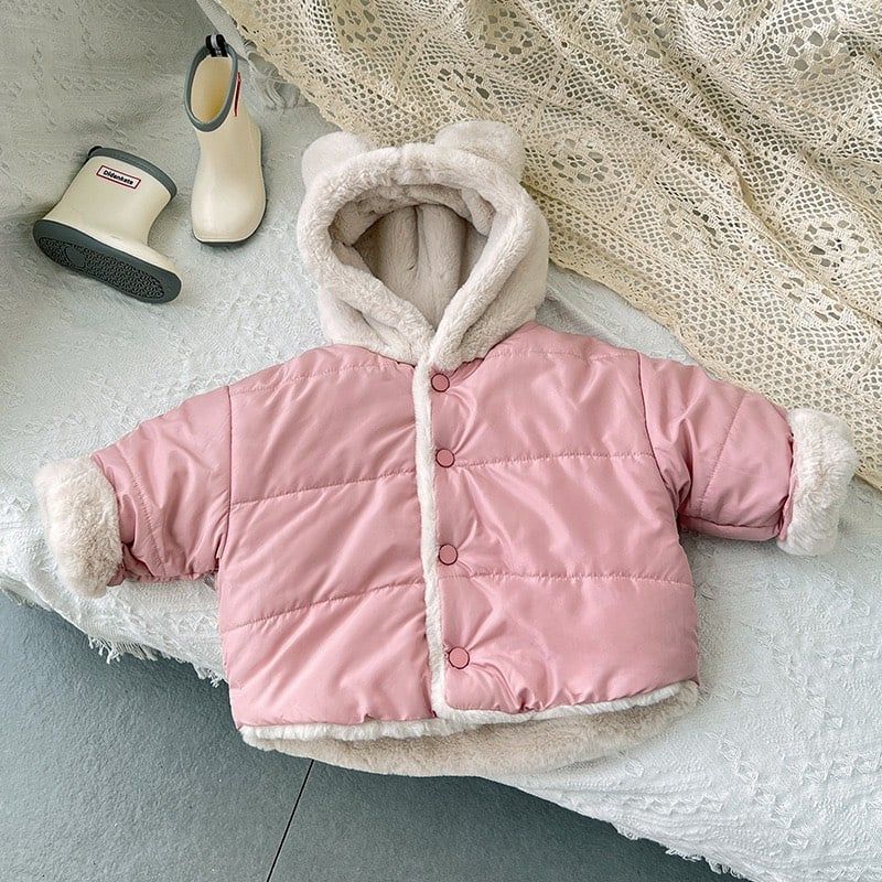  Áo khoác lót lông mũ liền tai gấu Luoy 