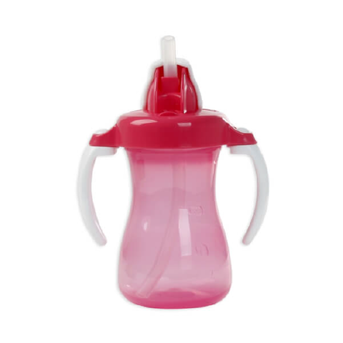  Bình uống nước tay cầm ống hút hồng 150ml Pigeon 