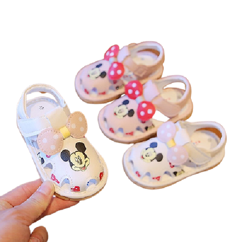  Dép tập đi Mickey nơ đỏ chít chít (đỏ,hồng) 