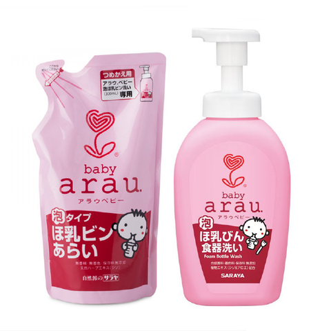 Combo nước rửa bình Arau chai + túi