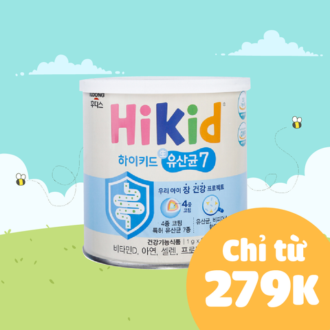  Men vi sinh kết hợp sữa non Hikid 7 lợi khuẩn cho bé 1Y+ (hộp 80 gói) 
