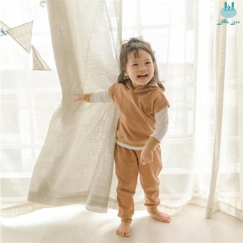  Bộ DT Little Love nỉ 3 chi tiết trắng nâu 