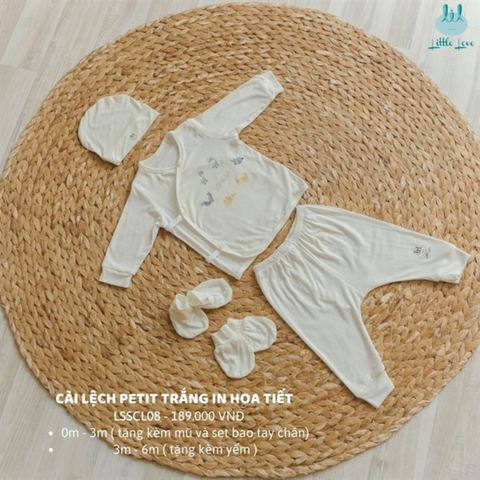  Bộ DTCL Little Love petit in họa tiết trắng kèm phụ kiện 