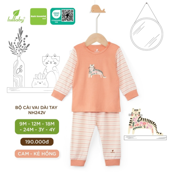  Bộ DTCV Lullaby bamboo NH242V cam kẻ hồng 