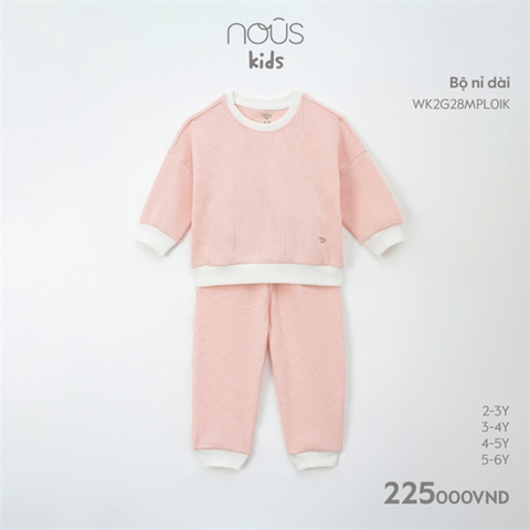  Bộ DT chui đầu Nous nỉ tổ ong hồng 