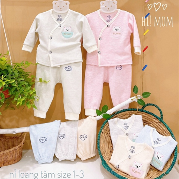  Bộ DTCL Hi Mom nỉ loang tăm thỏ nhiều màu size 1/2/3 