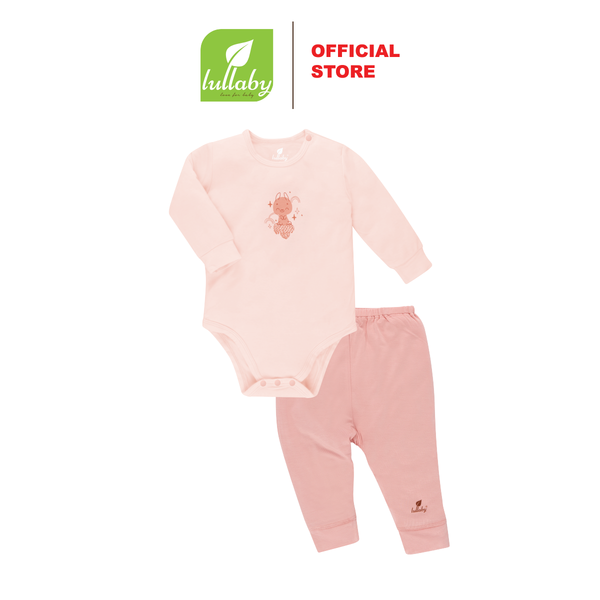  Set QA body dài tay gấu trăng hồng nhạt Lullaby size 6m NH687P 