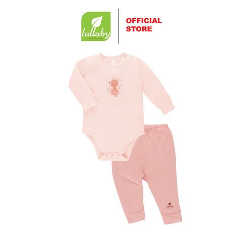  Set QA body dài tay gấu trăng hồng nhạt Lullaby size 3m NH687P 