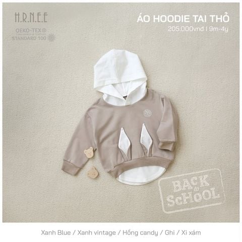  Áo hoodie Hrnee nỉ tai thỏ 