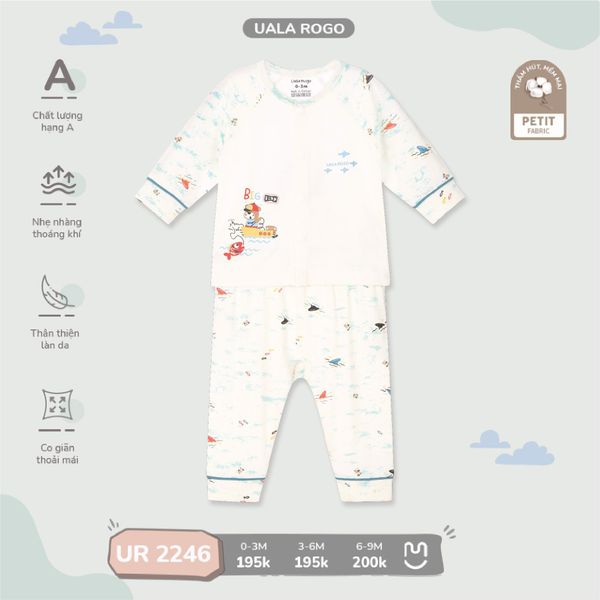  Bộ SS DT cài giữa gấu trắng Uala UR2246 size 6-9m 
