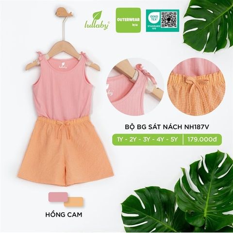  Bộ sát nách BG Lullaby nơ vai NH187V hồng cam 1y 