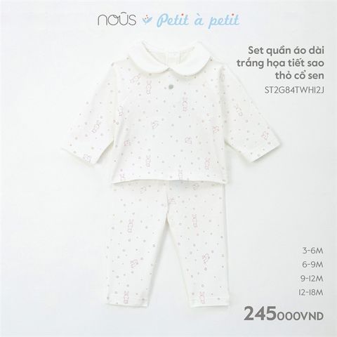  Bộ DTCS cổ sen Nous pettit họa tiết thỏ sao trắng 