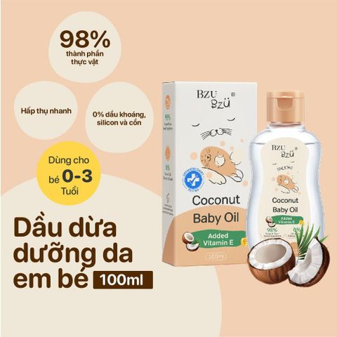 Dầu dừa dưỡng da Bzu Bzu 100ml 0M+ 