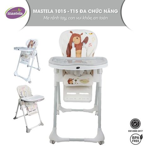 Ghế ngồi ăn cao màu trắng hình gấu Mastela