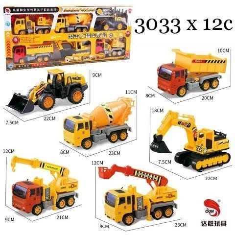  Đồ chơi bộ 6 xe công trình vàng 3033 