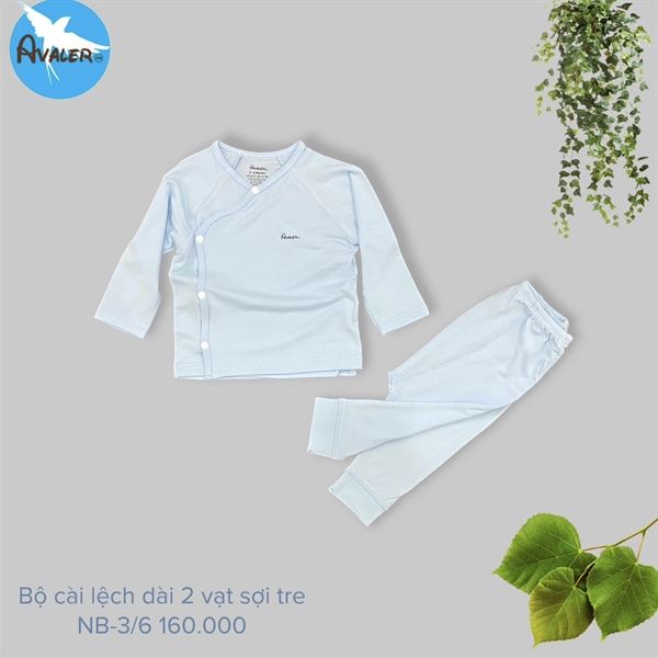  Bộ DTCL 2 vạt Avaler sợi tre AV001 xanh trời trơn NB 