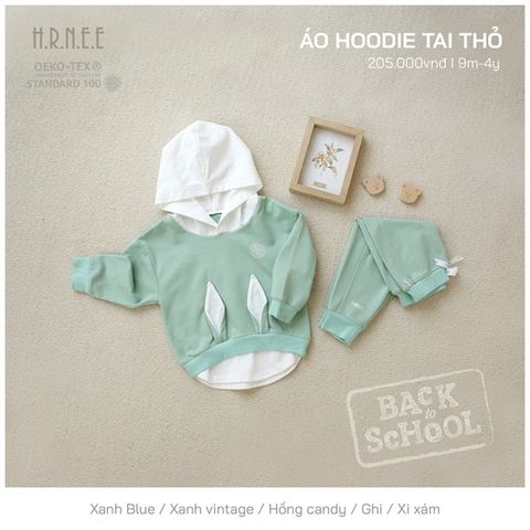 Áo hoodie Hrnee nỉ tai thỏ 