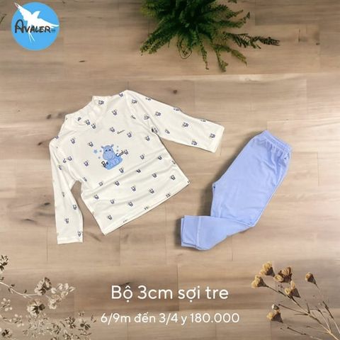  Bộ DT cổ 3cm sợi tre Avaler sợi tre thỏ trắng hồng 3-4Y 