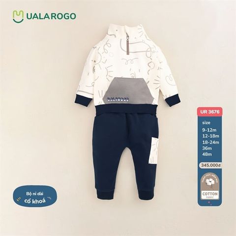  Bộ dài tay Uala Rogo nỉ cổ khóa UR3676 