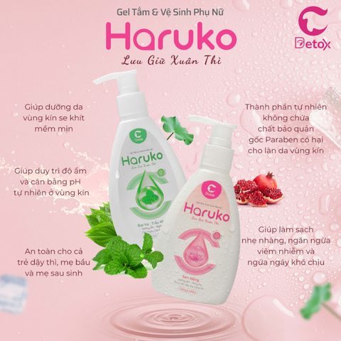  Gel tắm & Vệ sinh phụ nữ Haruko bạc hà, trầu không 