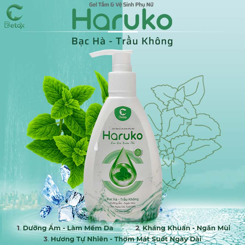  Gel tắm & Vệ sinh phụ nữ Haruko bạc hà, trầu không 