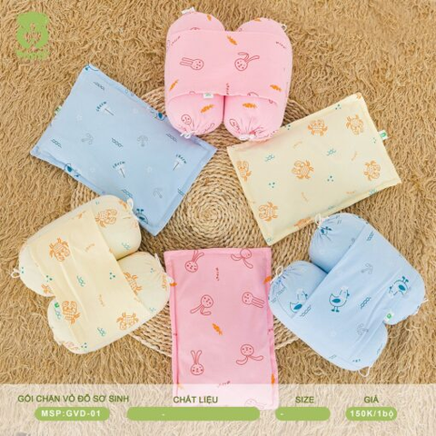 Bộ gối chặn sơ sinh vỏ bông các hình Mipbi