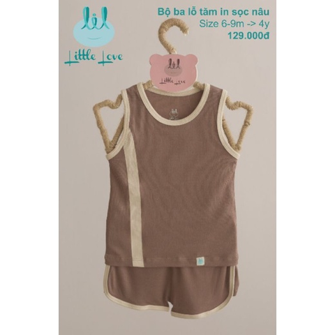  Bộ ba lỗ tăm in sọc Little Love (3 màu ghi - xanh - nâu) đủ size 