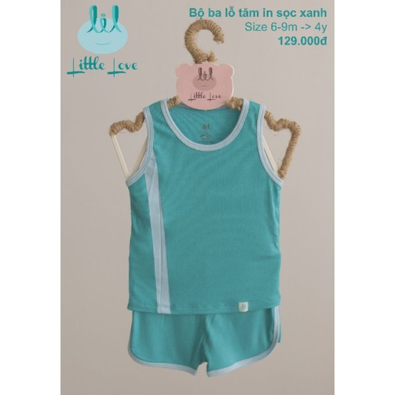  Bộ ba lỗ tăm in sọc Little Love (3 màu ghi - xanh - nâu) đủ size 