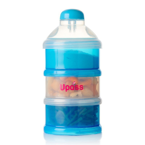 Hộp đựng sữa bột 3 ngăn có nắp lật Upass (Xanh / Xanh lá / Hồng)