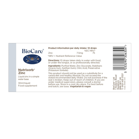  Kẽm dạng giọt BioCare Zinc With Vitamin C 30ml 