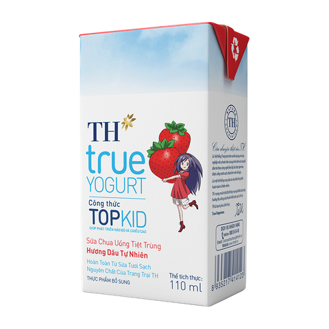 Sữa chua uống tiệt trùng Topkid TH Truemilk dâu 110ml *4