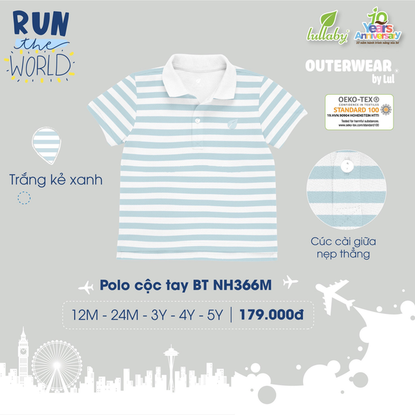  Áo polo CTBT NH366M Lullaby trắng họa tiết size 24M-5Y 22Lu06 
