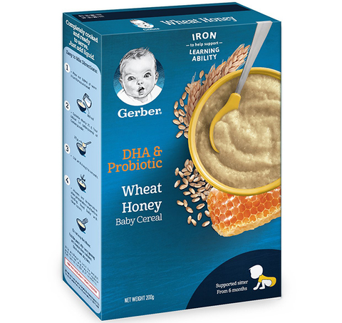  Bột ăn dặm Gerber Organic lúa mì mật ong 200g 
