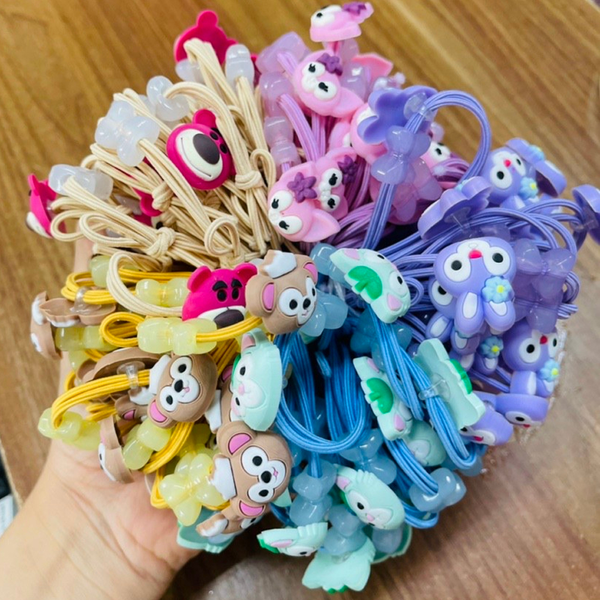  Set 5c dây buộc tóc hình thú cho bé 