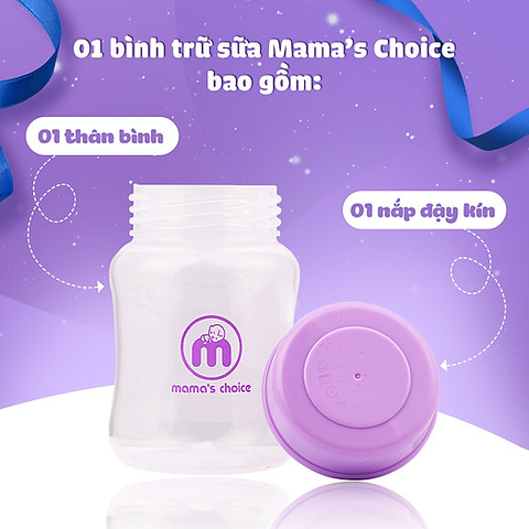 Set 2 bình trữ sữa cổ rộng 180ml Mamachoice