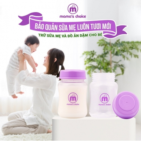  Set 2 bình trữ sữa cổ rộng 180ml Mamachoice 