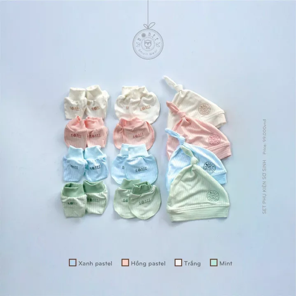  Set bao tay chân kèm mũ xanh mint Hrnee 
