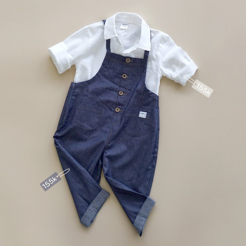  Quần yếm Jean Hrnee xanh 