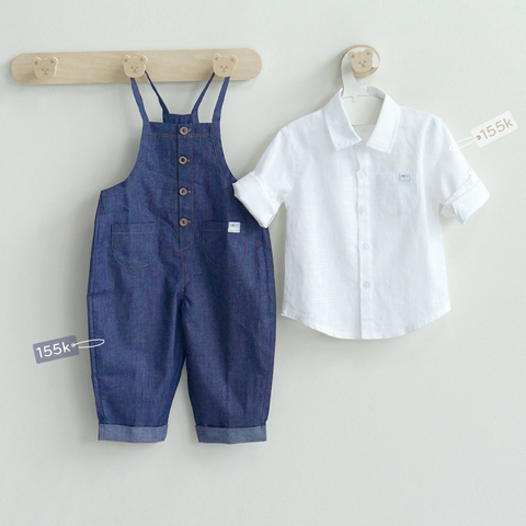  Quần yếm Jean Hrnee xanh 