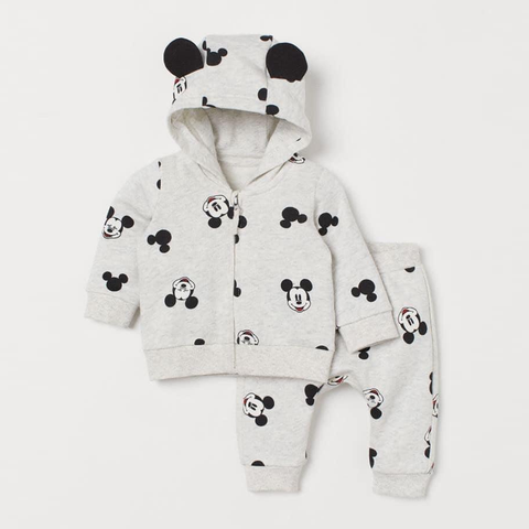  Bộ khoác nỉ lót bông mickey ghi 