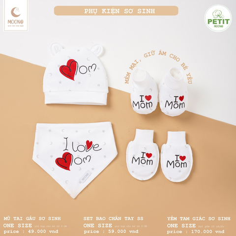  Set mũ, bao tay bao chân SS Moon trắng 