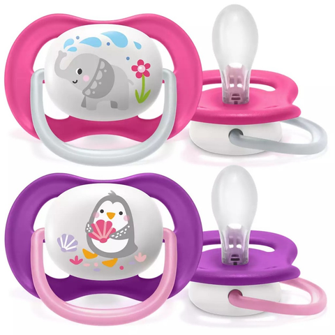 Ty ngậm Avent thông khí hình thú cho bé gái 6-18M set 2