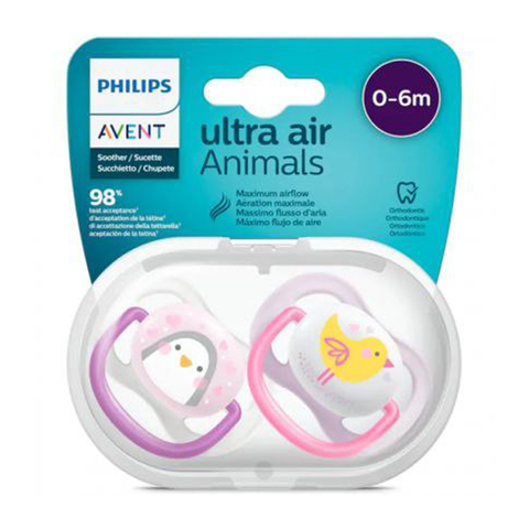 Ty ngậm Avent thông khí hình thú cho bé gái 0-6M set 2