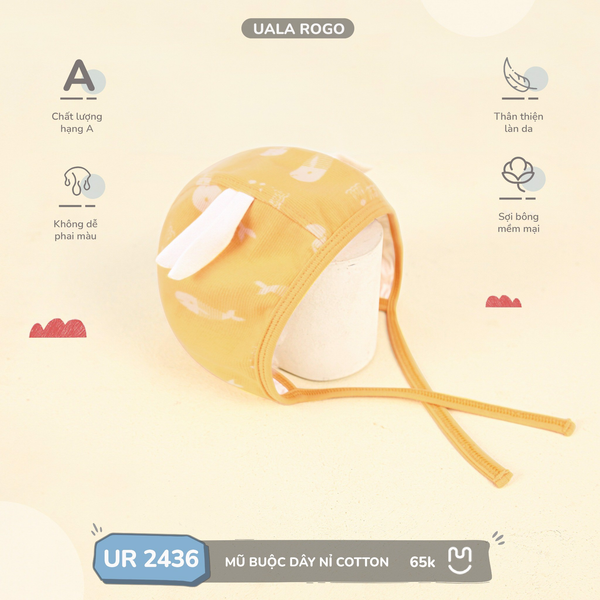  Mũ buộc dây Uala Rogo nỉ cotton 