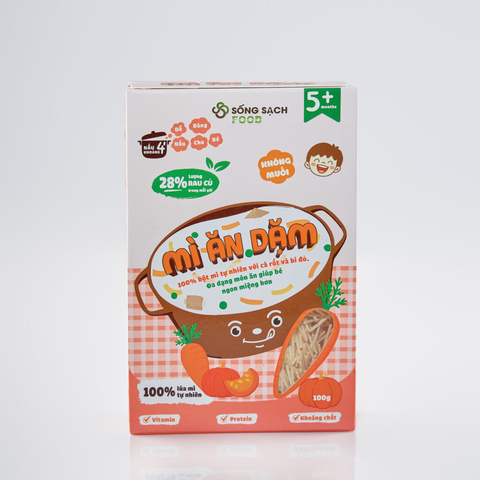Mì ăn dặm Sống Sạch Food vị bí đỏ cà rốt 100g (5M+)