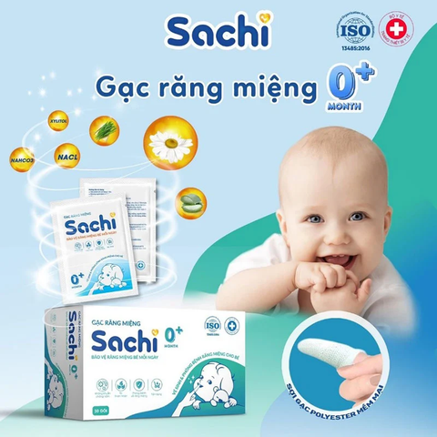 Gạc răng miệng Sachi 0+ rơ lưỡi cho bé từ sơ sinh